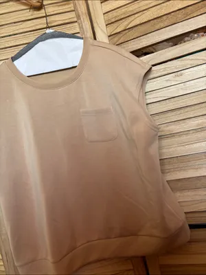 Women's Crewneck Pocket Tank - Tan XL thumbnail 3