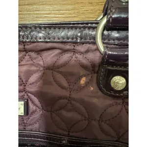 Vera Bradley Quilted Tote Bag Purple Patent Trim Geometric Stitched Shoulder thumbnail 8