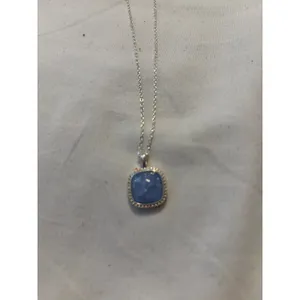 Silver Tone Necklace‎ with Light Blue Square Pendant Women's Jewelry thumbnail 4