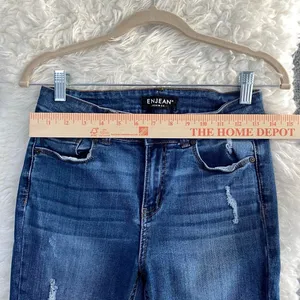 Enjean Denim Co Blue Denim Jeans Distressed Skinny Raw Hem Y2k Grunge Mallcore thumbnail 3
