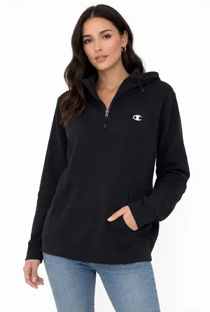 Champion Black Quarter-Zip Pullover Hoodie thumbnail 1