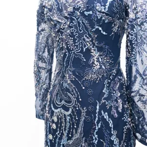 Dress‎ The Population | New! Elegant Navy Sophia Dress with Embroidered Sequins thumbnail 8