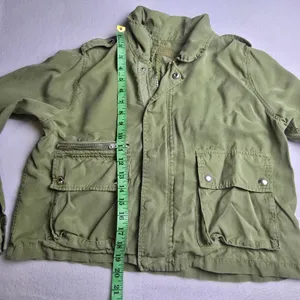 Blank NYC Women Sage Green Lyocell Cropped Utility Military‎ Jacket S thumbnail 8