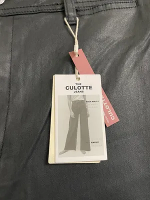 Mango Coated Jeans Culotte High Waist Catherine Ankle Black Wide Leg Size 10 NWT thumbnail 6
