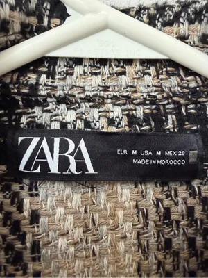 Zara Plaid Oversized Shirt Jacket Black Tan Shacket Tweed Oversized Size Medium thumbnail 6