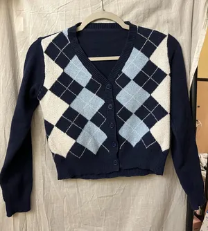 Blue Argyle Sweater Size XS thumbnail 1