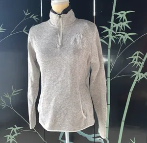 Charles River Apparel Womens Oatmeal Heathered Fleece Pullover Jacket Sz M thumbnail 2