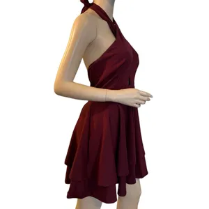 Kayla I Hillier For ALYCE Burgundy Halter Flare‎ Dress SZ L thumbnail 3