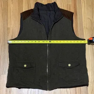 Lauren Ralph Lauren Dark Olive Green + Brown Zip Up Vest size XL‎ thumbnail 3