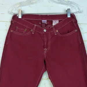 Lucky Brand Snapper Jean Womens 4 27 Burgundy USA Flare Low Rise Y2K F1RG020 thumbnail 3
