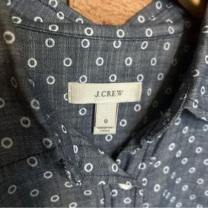 J. Crew Circle Print Chambray Popover 3/4 Button Down Long Sleeve Shirt Size 0 thumbnail 3