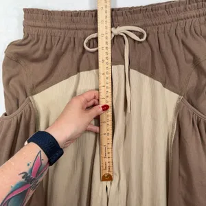 Boho Slouchy Sz L Harem Barrel Joggers Khaki Ribbed Colorblock Streetwear Fisoew thumbnail 9