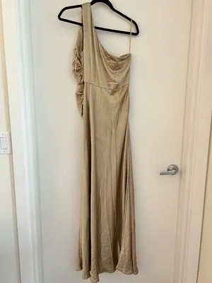 Six Stories One Shoulder Satin Bridesmaid Dress in Champagne US Size 10 thumbnail 10