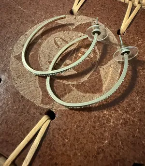 Gold Tone Hoop Earrings with Crystal Accent thumbnail 1