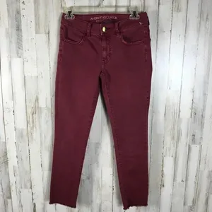 American Eagle AE Jegging Crop Jeans Denim Red 2 v6x thumbnail 6