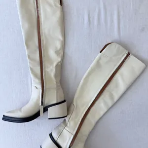 Franco Sarto Dorica Tall Boots 5.5M Cream Leather Block‎ Heel thumbnail 14