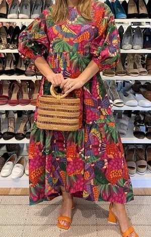 Pink Painted Toucans Dress thumbnail 1