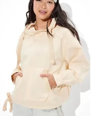 American Eagle cream cotton hooded pullover sweater size xs thumbnail 1