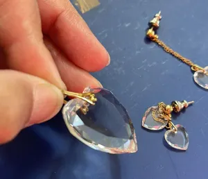 Vintage hearts crystal pendant and earrings set thumbnail 3