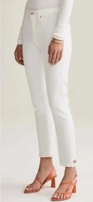 Agolde 27 Toni Slim Straight Jeans White Stretch Denim A133-1085 Minimalist thumbnail 1
