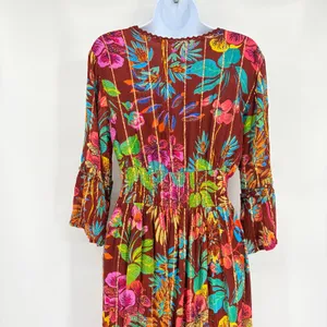 Me 2 Magic Floral Maxi Dress Sz M Metallic Boho Bell Sleeve Festival Euro Anthro thumbnail 8