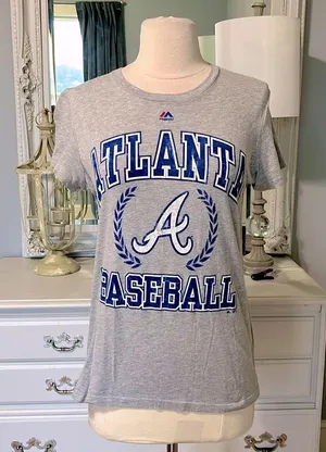 Majestic Atlanta Braves Baseball Shirt Womens Medium thumbnail 3