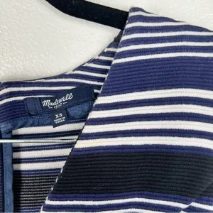 MADEWELL Striped Gallerist Pointe V Neck‎ Stripes Dress Blue Sz XS thumbnail 4