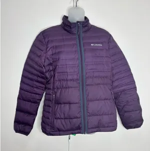 Columbia duck down filled Purple Packable Puffer Jacket women large zip up coat thumbnail 1