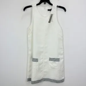 J.Crew Maxine Sailor Stripe Dress Linen A Line White Preppy Retro Resort XS NWT thumbnail 5