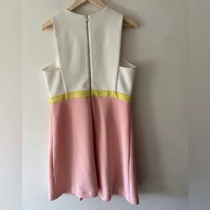 ERIN by Erin Fetherston Pink and Yellow Colorblock Callie Scuba Flare‎ Dress thumbnail 5