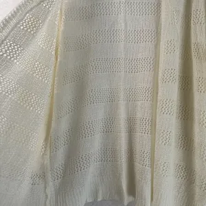Charter Club Womens XL Ivory Pointelle Knit Open Front Cardigan Striped Sweater thumbnail 4