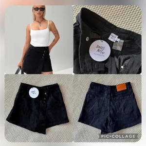 NWT Princess Polly Black Kaycie wrap skort black denim thumbnail 2
