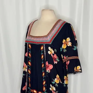 By ANTHROPOLOGIE Dakota Floral Embroidered Top Blouse Peasant Square‎ Neck Large thumbnail 6