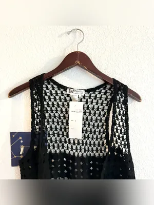 NWT Papillon Womens Crochet Lace Vest 100% Cotton Western Boho Size Small thumbnail 3