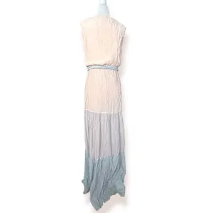 Flying Tomato Maxi Dress Blush Pink Blue Colorblock Crinkle Boho Resort Belted thumbnail 7