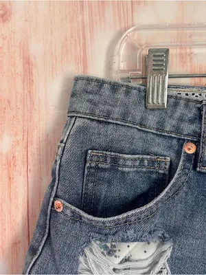 Project Rebel Denim Blue Lightwash High Rise Frayed Hem Jean Shorts Size 11 thumbnail 3