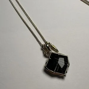 Kendra Scott Arlet Pendant Necklace Gold Tone Brown / Black Glass With Charms thumbnail 2