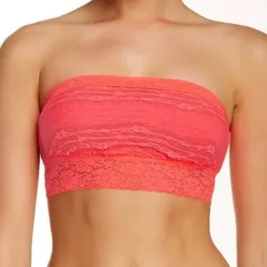 Free People NWT Scalloped Lace Bandeau in Pink Lemon Size Small thumbnail 1