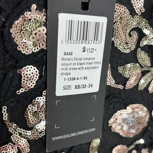 Anthropologie Goldie metallic Floral Sequin Mini Dress black mesh adjustable straps NWT XS thumbnail 2