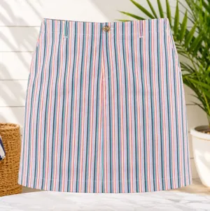 Peter Millar Womens S Multicolor Striped Golf Skirt Cotton‎ Preppy Coastal Golf thumbnail 1