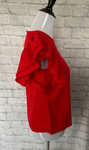 Women S red butterfly short sleeve boatneck blouse New without tags thumbnail 7