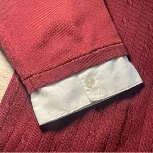 Vintage 90s Academia Sweater‎ Top Womens Small Red Knit Preppy Fall Collared Y2k thumbnail 3
