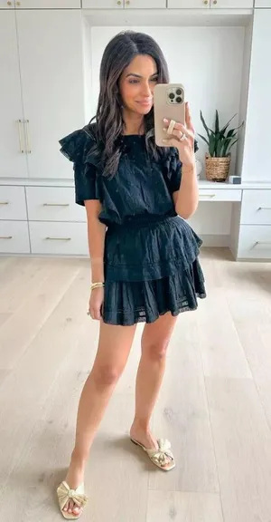 LOVESHACKFANCY Natasha Dress in Black Size X-Small thumbnail 2