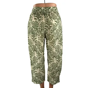 Zara Women's Green Tropical High Rise Barrel Palazzo Wide Leg Trousers Pants XS thumbnail 4
