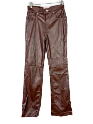 NWT Revice Denim 909 High Street Faux Leather Pants Cognac Brown Size 29 NEW thumbnail 2