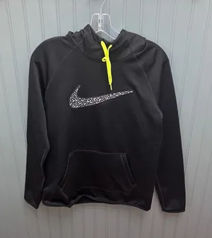 Nike Therma Fit‎ Hoodie Womens Small Black Neon Yellow Swoosh Athletic Cozy thumbnail 1