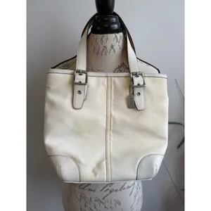 Vintage Coach Ivory Leather Satchel wide strap Tan‎ Interior thumbnail 2