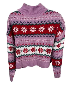 33 Degrees Fair Isle Snowflake XXL Purple Red Winter Knit Pullover‎ thumbnail 1