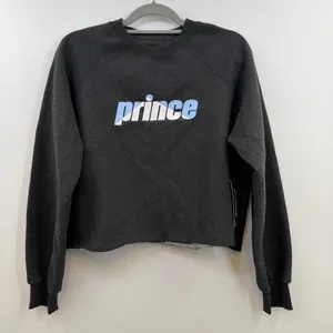 Prince Match Point Cropped Sweatshirt Womens L NWT Charcoal Raw Hem Tennis thumbnail 1