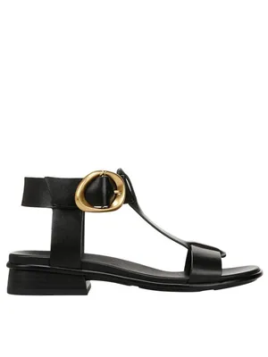 NWT Naturalizer Brandy Flat Sandal Buckle T-Strap J3367L1 Black Leather 9M thumbnail 3